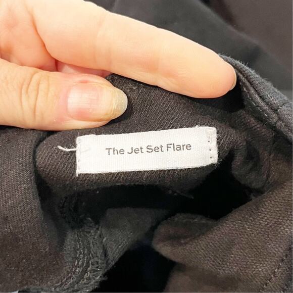 FRAME The Jet Set High Rise Flare Leg Pull On Jeans Black 0 - Picture 4 of 12